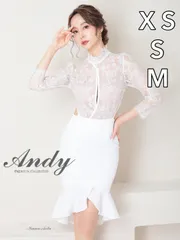 ホワイトベージュ [OK2808-BBE-2311]【ANDY/アンディ】七分袖/レース/ ハイネック/ カットアウト/ テールカット/ マーメイド/ タイト/ ミニドレス/ 膝丈ドレス/ キャバドレス/ ワンピース