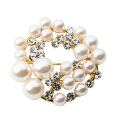 【A：ゴールド×ワンサイズ】[Cream dot. クリームドット公式]  2タイプ ブローチ フォーマル 卒業式 卒園式 入学式 入園式 セレモニー ママスーツ パール キュービックジルコニア ビジュー クロス ピン 華やか 大人 上品  