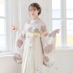 新品袴3点セット 刺繍 白 卒業式 小学生 大学生 ベージュ クリーム 67SWH