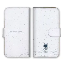 iPhone14 ケース 手帳型 アイフォン14 スマホケース 携帯ケース 韓国 宇宙飛行士 宇宙 かわいい うさぎ 猫 動物 月 ネイビー 白 ネイビー ホワイト カラー07