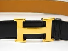 エルメス ヴィンテージ コンスタンス ベルト Hバックル ■ 最長約80cm ブラック×ブラウン ゴールド金具 〇にH刻印 HERMES □7E