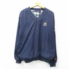 XL/古着 長袖 ジャケット メンズ 90s ANTIGUA Vネック 紺 ネイビー 内側フランネル 25jan22 中古 アウター ジャンパー ブルゾン