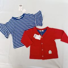 新品　未使用 タグ付き アンパサンド セラフ 半袖 Tシャツ　UV 長袖 カーディガン ブルー　ボーダー　レッド　80  女の子 ベビー 赤ちゃん