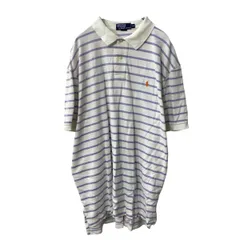 Polo Ralph Lauren 半袖 ボーダー ポロシャツ 2XL ホワイト ラベンダー ポロラルフローレン 鹿子 古着卸 アメリカ仕入 a707-5298