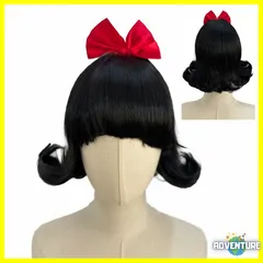 白雪姫 風 ウィッグ キッズ女の子100 120 130 140 150 ディズニー　黒ブラック　リボン　かつら　カツラ Dハロ コスプレ子供プリンセス