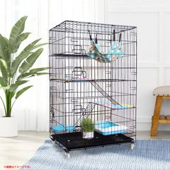 D6405◆未使用 猫 ケージ 3段 キャットケージ 折りたたみ  簡単組み立て 工具不要 ペットケージ ハンモック付き Shinyever・‎HZNL(120966)