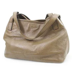 マックスマーラ MAX MARA トートバッグ メタルロゴ モカ レザー イタリア製