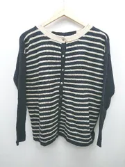 ◇ pual ce cin ピュアルセシン 秋冬 ボーダー ウール 長袖 ニット カーディガン ネイビー ベージュ レディース P  【1402270019307】