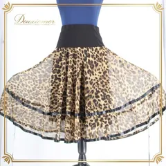 社交ダンス 衣装 スタンダード スカート レッスンウェア レディース オールシーズン ブラック系 ブラウン系 ベージュ系 ICHIOKU イチオク ヒョウ柄 レース 透け感 ヒョウ柄 ストレッチ ウエストゴム ダンスウェア フレアスカート 女性用 おしゃれ