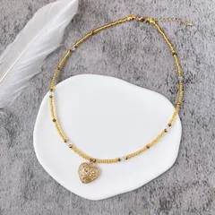 アンティーククリアゴールドビーズネックレス 40cm（アジャスター＋5cm）