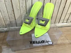 YELLO/イエロ クリアネオンカラーパンプス サンダル ハイヒール ラインストーンモチーフ ネオンイエロー レディース Sサイズ