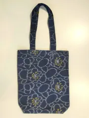 【ハンドメイド】トートバッグ 中（紺色和柄）[A-052]