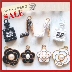 【8個】香水瓶 リボンパール付きカメリア ハンドバッグチャーム モチーフ パーツ カボションア パレル ゴールド系 素材 資材 アクセサリー製作