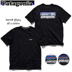 y428【patagonia】プリントロゴTシャツ【メンズL】ネイビー - メルカリ