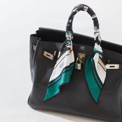【RIEMA YOKOHAMA】シルクスカーフ 110cm×20cm Avinon mini -アヴィニョン ミニ- (グリーンｘネイビー)