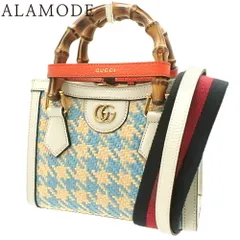 グッチ Gucci 702732 ラフィア バンブー 2WAYバッグ 千鳥柄 グッチ Gucci 702732 ラフィア バンブー 2WAYバッグ 千鳥柄
