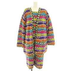 ミッソーニ MISSONI 90’S セットアップ 上下 ヴィンテージ カーディガン Vネック 長袖 M ワンピース ひざ丈 長袖 42 M マルチボーダー 麻 リネン 黄緑 イエローグリーン 紫 パープル /YTのサムネイル