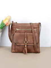 バッグ レディース ショルダーバッグ ビンテージ無地 レディースショルダーバッグ、メタルデコレーション PUレザー正方形クロスボディバッグ 調節可能なストラップ付き、日常使いや休暇の贈り物に適しています