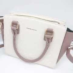 ◇ Θ CHARLES & KEITH チャールズ＆キース ２WAY　ハンド ショルダー バッグ ハンドバッグ オフホワイト ピンクベージュ レディース E  【1502180056338】