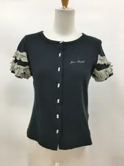 ジェーンマープル Jane Marple カーディガン M ブラック レース ロゴ刺繍 日本製 2504WR097