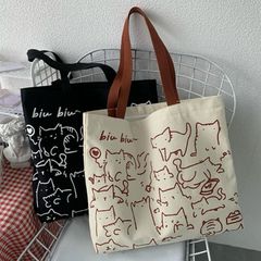 【バッグ 】トートバッグ ショルダーバッグ  キャンバス 帆布 ねこ 猫柄 ネコ柄 かわいい おしゃれ 綿 大容量 大きめ エコバッグ ファスナー付 雑貨 プレゼント ギフト キャット ネコ ねこ 猫グッズ 猫雑貨 千葉 neko goods cats