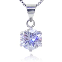 大粒CZダイヤモンド キュービックジルコニア ６爪 レディース ネックレス シルバー925 ペンダント エレガント プラチナ仕上 アクセサリー ジュエリー