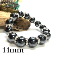 ヘマタイト  パワーストーン ブレスレット 天然石ブレス  (シルバー) 14mm メンズ・レディース　男性・女性　数珠ブレス　開運  [24]