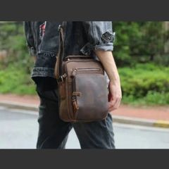 Fujimond Ignis Grande Thick Genuine Leather Shoulder Bag for Men
