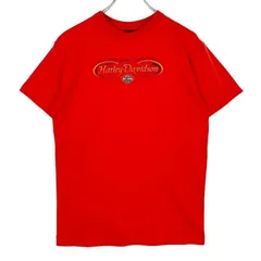 USA製Harley DavidsonハーレーダビットソンHOLOUBEK半袖Tシャツ両面プリントBIKEバイクmotorcycleモーターサイクル赤レッドオレンジy2kアメカジストリートvintageヴィンテージ50723