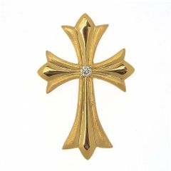 K18YG 18金 イエローゴールド ダイヤモンド 0.03ct クロス ペンダント 27×18×1.5mm ペンダントトップ アクセサリー