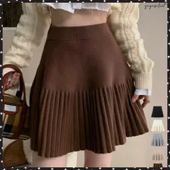 プリーツミニスカートニットスカート 秋冬 着回しAラインフレアスカート ハイウエストショート丈スカート お洒落ボトムス オルチャン きれいめスカート通学 脚長見え 膝上丈スカート無地 大人可愛いスカート ガーリースカート黒