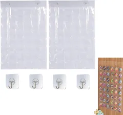 【迅速発送】DIFEIUKI 缶バッジ 収納 ウォールポケット 2個セット 透明 48ポケット 8cm以内に対応 壁掛け 缶バッチ 収納ケース 吊り下げ 大容量 省スペース コレクション 推し活 缶バッジ 保護 傷防止 梱包 収納 アニメグッズ