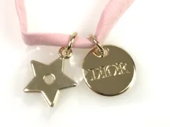 未使用　クリスチャン・ディオール　Christian Dior　ノベルティ　チャーム　リボン　ブレスレット　チョーカー　ピンク×ゴールドカラー　送料無料