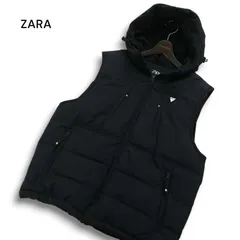 ZARA ザラ マン 現行タグ 秋冬★ フーディー ジップアップ 中綿 ベスト Sz.M メンズ 黒