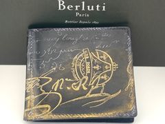 Berluti ベルルッティ カリグラフィ マネークリップ スクリットレザー ゴールデンパティーヌ ブラック メンズ