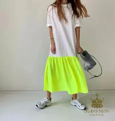 Tシャツワンピース 半袖 ロング丈 配色 ワンピース ロンT ロングTシャツ レディース 夏 マーメイド ワンピース 切り替え 大きいサイズ 夏 シンプル きれいめ 体型カバー オーバーサイズ ゆったり ゆるっと 柔らかい 着回し 韓国風