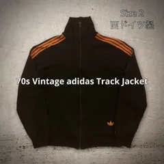 70s Vintage adidas Track Jacket Tracksuit アディダス トラックジャケット サイズ2 ブラック オレンジ 西ドイツ製 裾トレフォイルロゴ サイドライン ヴィンテージ DESCENTE デサント期