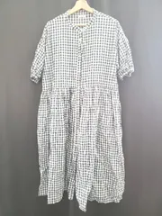◇ ⊂ SM2 サマンサ モスモス ギンガムチェック 五分袖 膝下丈 ワンピース サイズF ブルー系ホワイト系 レディース E  【1508060000811】