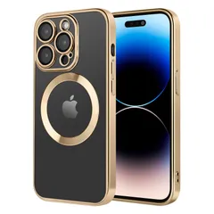 【在庫セール】軽薄型 耐衝撃 iPhone14 米軍MIL規格取得 Pro 黄変防止 ケース MagSafe対応6.1インチ 耐久性 Pro用ケース カメラ保護 14 透明iphone14pro iPhone カバー(ゴールド) 2023年新型