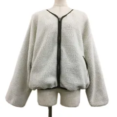 レイカズン Ray cassin ジャケット ブルゾン ノーカラー リバーシブル ジップアップ ボア 無地 長袖 M 白 緑 ホワイト グリーン