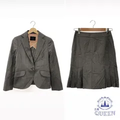 ☆美品☆ INED イネド セットアップ スーツ カジュアル テーラードジャケット ウール ポケット スカート ひざ丈 レディース グレー 7 キュプラ 901-12838 送料無料 古着