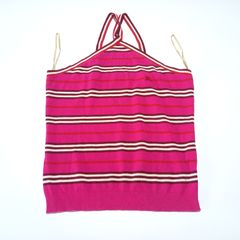 バーバリー ブルーレーベル ボーダー ホルターネック キャミソール ピンク Mサイズ Burberry
