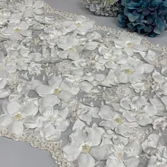 花モチーフチュール刺繍レース 4柄 約55㎝