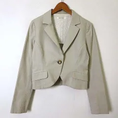 アーモワールカプリス armoire caprice ジャケット テーラード コットン ストレッチ 1ボタン 裏レース 背抜き 長袖 M 38 ライトベージュのサムネイル