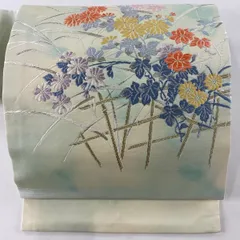 名古屋帯 ケイトウ ススキ 桔梗 萩 菊 金箔 金糸 NO-1391