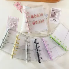 クリアシール帳 バインダー M5サイズ対応 クリア シールバインダー 透明 シール帳 カラフル PVC 防水 黄ばみ防止 手帳 女の子向け 手帳・アルバム・収納用 DIY活用 推し活グッズ