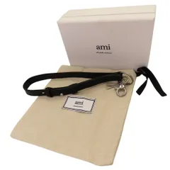 ≪値下げ≫【中古】Ami Paris アミパリス レザーストラップ キーホルダー キーリング バッグチャーム 国内未展開品 レザー 黒 ブラック A2402707 【無料ギフトラッピング承ります】