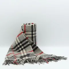 新品同様 バーバリー マフラー グレー チェック柄 カシミヤ100％ メンズ/レディース STU