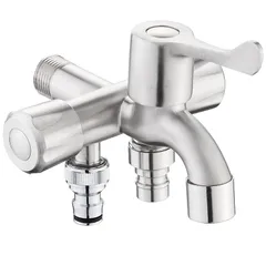 【新品】 Jeonestan 3分岐蛇口 ステンレス製洗濯機用分岐栓 3口蛇口 3分岐止水栓 交換取付穴径20mm 三口横水栓 表面処理 耐食性 洗濯/お風呂/洗面所/浴室/キッチン/ベランダ/ガーデン/屋外用のサムネイル