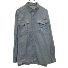 Colombia 長袖 無地シャツ L ライトブルー コロンビア ボタンダウン PFG 胸ポケット マルチポケット 薄手 古着卸 アメリカ仕入 a703-6912